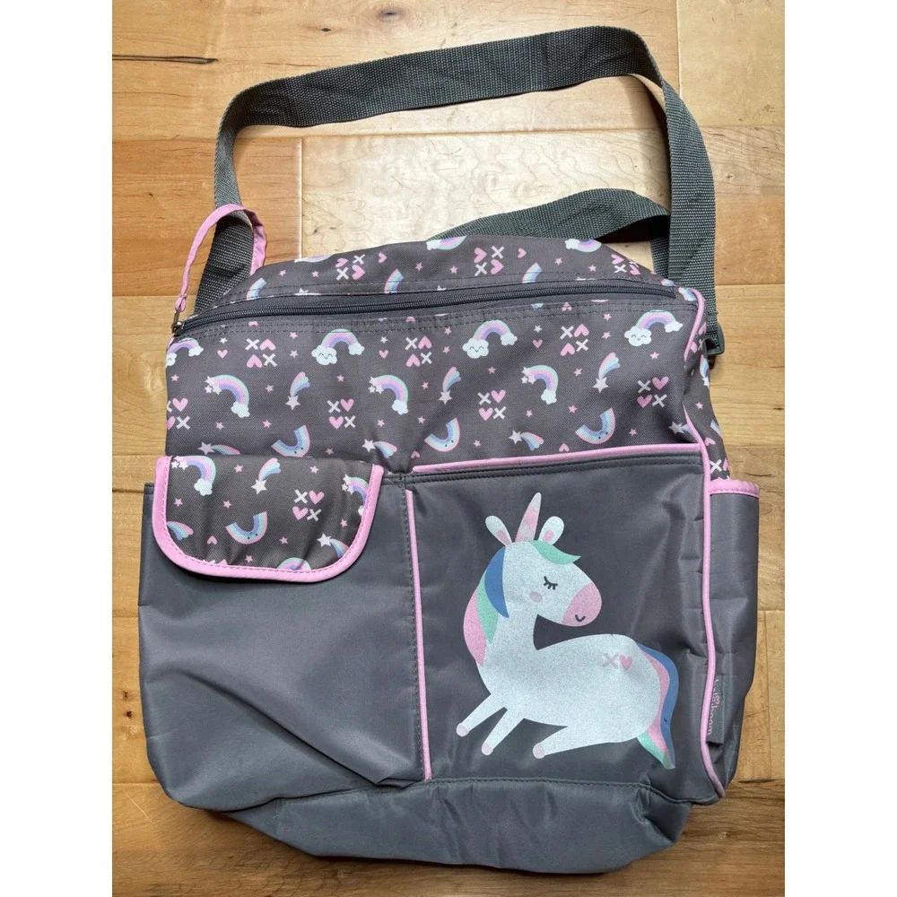 Baby Boom Happy Unicorn Diaper Bag  Unicorn Rainbow Glitter Messenger Bag Style